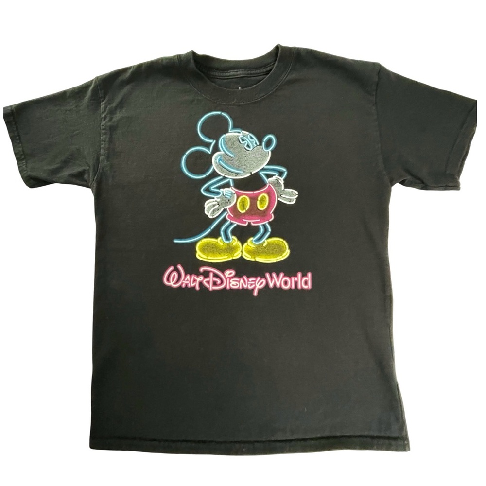 Disney Mickey Mouse Glow-In-Dark Black Short Sleeve 100% Cotton Tee Girls SzL